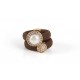 BROWN NEOPRENE RING, SILVER, PEARL, CZ,ANC-M2D